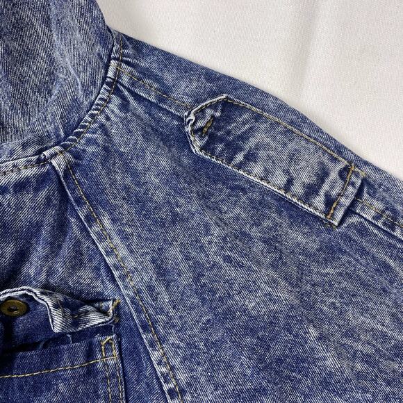 Vintage 90s Hooded Denim Jacket M/L | Stonewash Snap Front Festival Jacket Layer - Picture 9 of 16